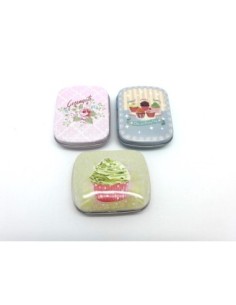 Lot de 3 Boites métalliques de rangement ou boite à collectionner motif assorti gourmandise tea time muffins rose