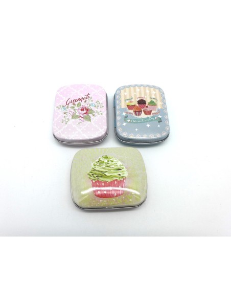 Lot de 3 Boites métalliques de rangement ou boite à collectionner motif assorti gourmandise tea time muffins rose