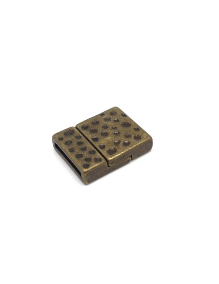 Fermoir aimanté rectangle manchette pour lanière de 15mm en métal de couleur bronze motif tacheté