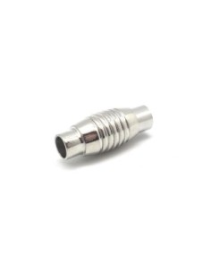 Fermoir aimanté tube cylindrique strié pour cordon de 5,5mm en métal argenté