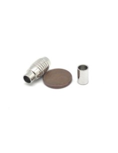 Fermoir aimanté tube cylindrique strié pour cordon de 5,5mm en métal argenté 2