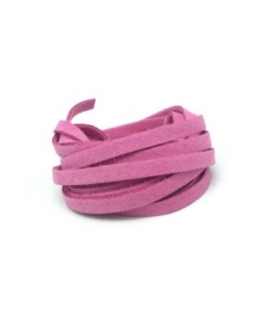 2m Cordon plat daim synthétique suédine de couleur rose mat 5mm 