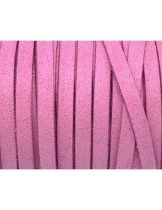 2m Cordon plat daim synthétique suédine de couleur rose mat 5mm  2