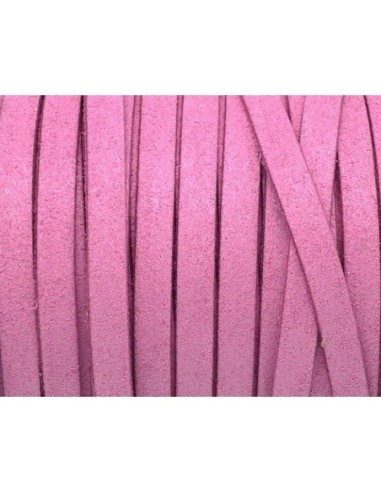 2m Cordon plat daim synthétique suédine de couleur rose mat 5mm 