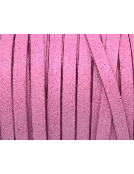 2m Cordon plat daim synthétique suédine de couleur rose mat 5mm 