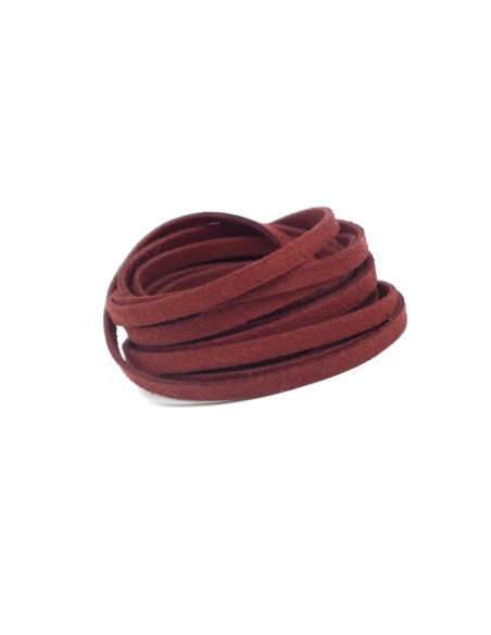 2m Cordon plat daim synthétique suédine de couleur rouge bordeaux rouge brique 5mm 