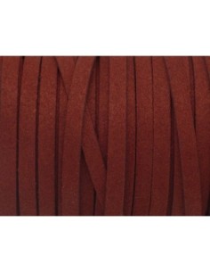 2m Cordon plat daim synthétique suédine de couleur rouge bordeaux rouge brique 5mm  2