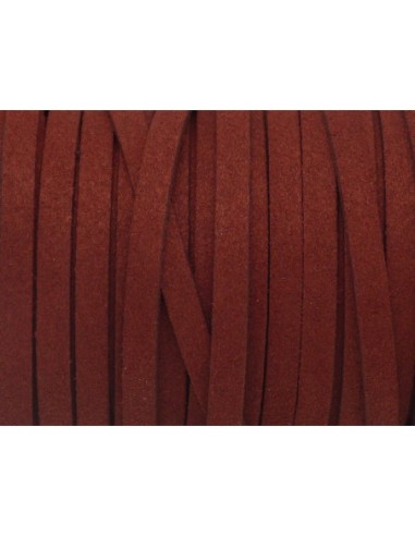 2m Cordon plat daim synthétique suédine de couleur rouge bordeaux rouge brique 5mm 