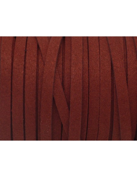 2m Cordon plat daim synthétique suédine de couleur rouge bordeaux rouge brique 5mm 