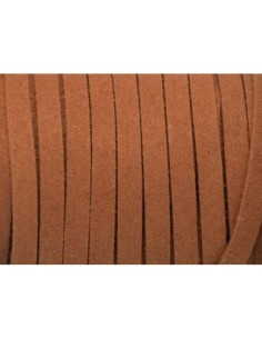 2m Cordon plat daim synthétique suédine de couleur rouge tomette 5mm  2