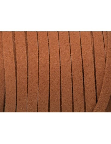 2m Cordon plat daim synthétique suédine de couleur rouge tomette 5mm 