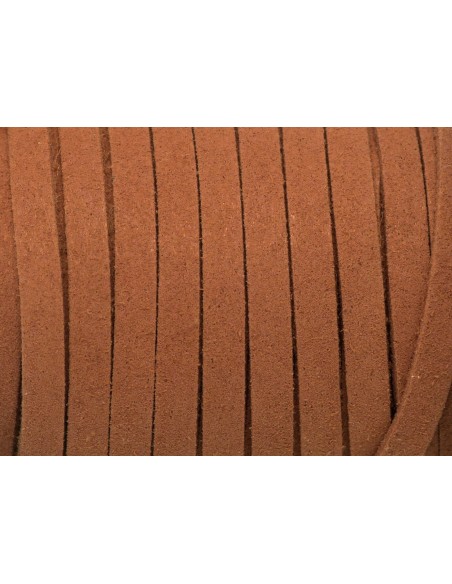 2m Cordon plat daim synthétique suédine de couleur rouge tomette 5mm 