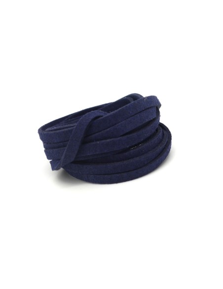 2m Cordon plat daim synthétique suédine de couleur bleu nuit bleu marine 5mm 
