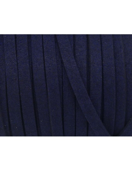 2m Cordon plat daim synthétique suédine de couleur bleu nuit bleu marine 5mm 