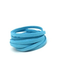 2m Cordon plat daim synthétique suédine de couleur bleu céleste bleu clair 5mm 