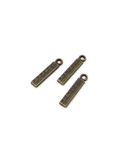 Lot de 10 Breloques mètre en métal de couleur bronze 24mm x 5mm