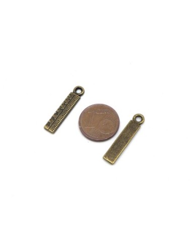 Lot de 10 Breloques mètre en métal de couleur bronze 24mm x 5mm