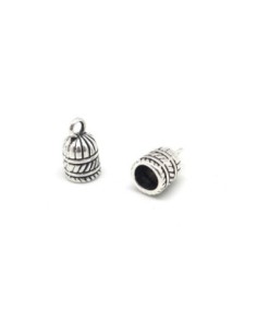 Lot de 10 Embouts pour cordon de 6mm en métal argenté travaillé style ethnique