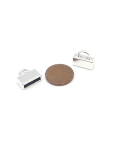 Embout pour lanière de 10mm en métal argenté lisse 2