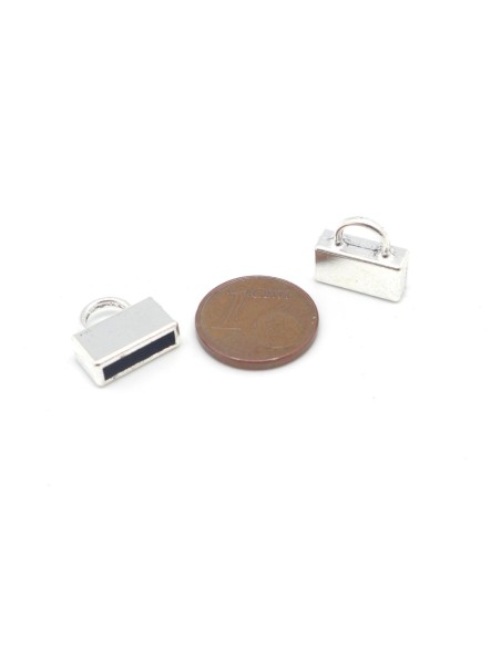Embout pour lanière cuir 10mm en métal argenté lisse