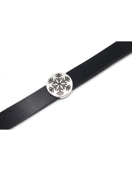 5 Perles passant pour lanière 10mm slide en métal argenté motif celtique flocon