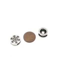 5 Perles passant pour lanière 10mm slide en métal argenté motif celtique flocon 2