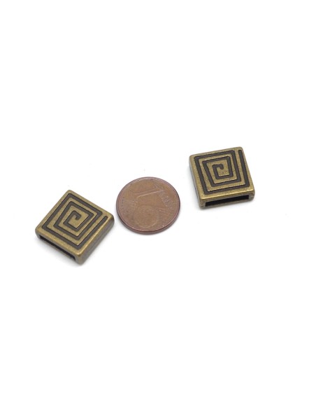 Perles slide bronze motif spirale pour création bijoux