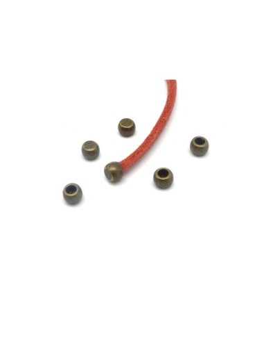 25 perles de finition pour cordon de 2,5mm - 3mm en métal couleur bronze
