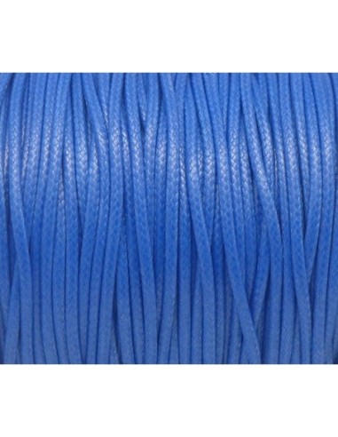 5m de Cordon polyester enduit ciré 2mm souple bleu saphir, bleu électrique brillant 