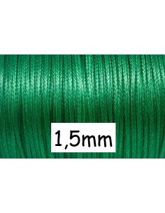 5m Cordon polyester enduit 1,5mm souple imitation cuir vert  brillant