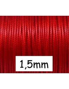 Cordon polyester enduit 1,5mm rouge brillant pour bracelet