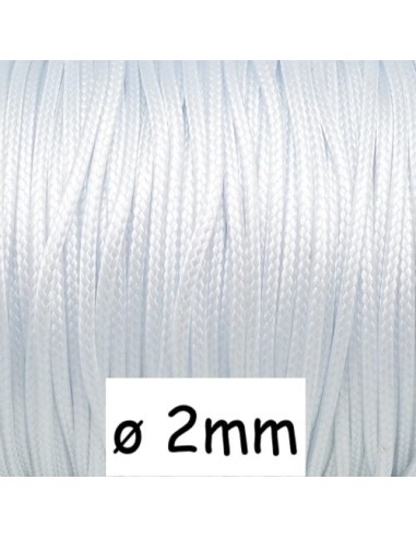 Cordon polyester enduit 2mm souple imitation cuir blanc 