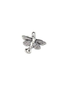 5 Breloques, pendentifs fée en métal argenté 22,6mm x 24,4mm