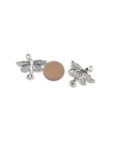 5 Breloques, pendentifs fée en métal argenté 22,6mm x 24,4mm  2