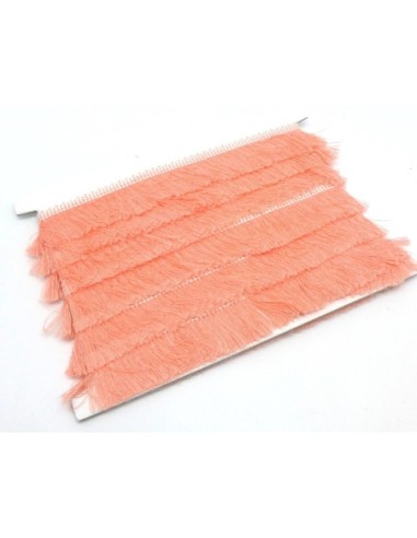 50cm de galon frange pour customisation ou réalisation de pompon de couleur rose orange saumon en polyester et coton