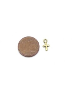 mini breloques croix en métal de couleur doré pâle 9,6mm 2
