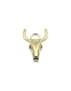 2 Pendentifs tête de taureau en métal doré pâle 40mm x 30mm - tête de buffle