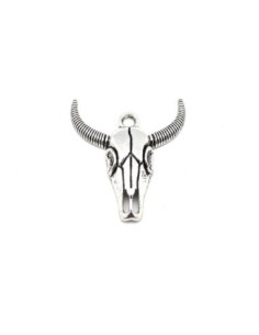 pendentif tête de taureau en métal argenté 