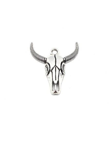 pendentif tête de taureau en métal argenté 