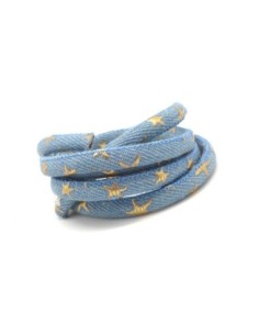 1m Cordon jeans 6mm étoiles peint en doré bleu jeans délavé et doré style bohème chic