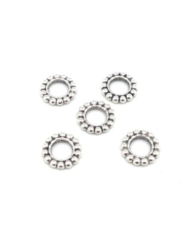 30 Perles intercalaire ronde petite boule en métal argenté 9,5mm trou 4,7mm