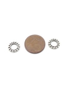 30 Perles intercalaire ronde petite boule en métal argenté 9,5mm trou 4,7mm 2
