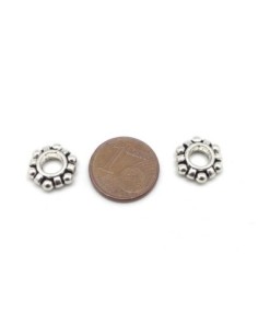 10 Perles intercalaire ronde petite boule en métal argenté 10,9mm trou 4,9mm 2