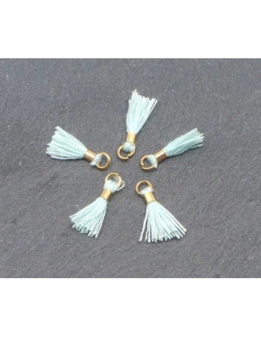 petit pompon vert d'eau et métal doré