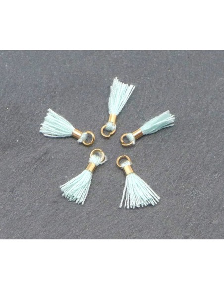 petit pompon vert d'eau et métal doré