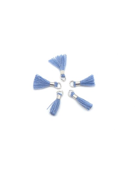 mini pompons bleu lavande et métal argenté