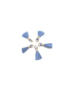 mini pompons bleu lavande et métal doré