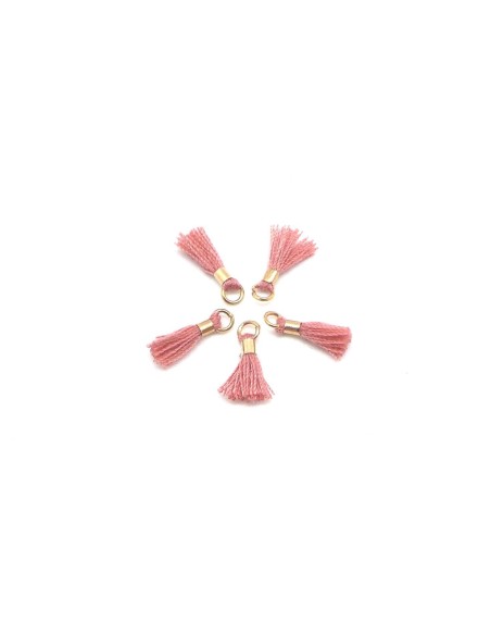 mini pompons terracota rosé et métal doré