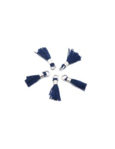 mini pompons bleu marine et métal argenté