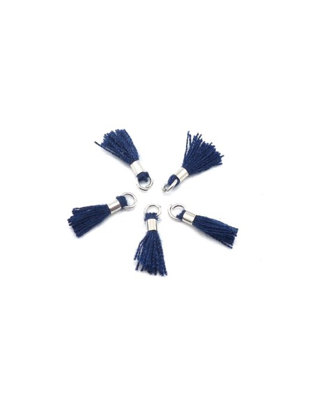 mini pompons bleu marine et métal argenté